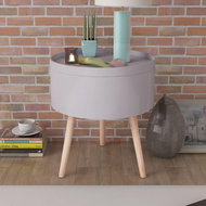 Side table with serving tray round 39.5x44.5 cm gray - Side Table