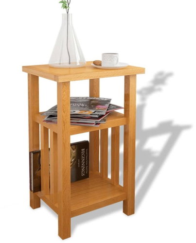 Side table with shelf for magazines 27x35x55 cm solid oak - Side Table - Main image