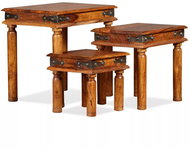 3-piece set of nesting tables, sheesham solid wood, brown - Side Table