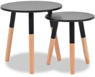 2-piece set of side tables, solid pine, black - Side Table
