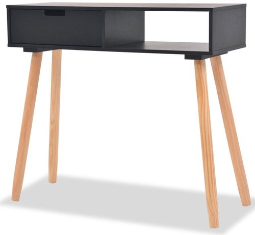 Cantilever table solid pine 80x30x72 cm black - Console Table - Main image