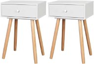Bedside table 2 pcs solid pine 40x30x61 cm white - Night Stand