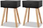 Night Stand Bedside tables 2 pcs solid pine wood 40x30x61 cm black - Noční stolek
