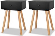 Bedside tables 2 pcs solid pine wood 40x30x61 cm black - Night Stand
