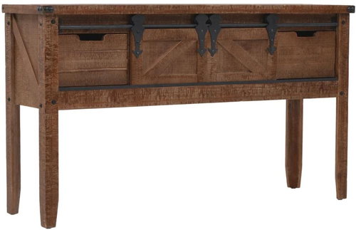 Console table solid fir wood 131x35,5x75 cm brown - Console Table - Main image