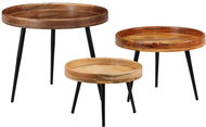 3-piece set of tables made of solid mango wood and steel - Side Table