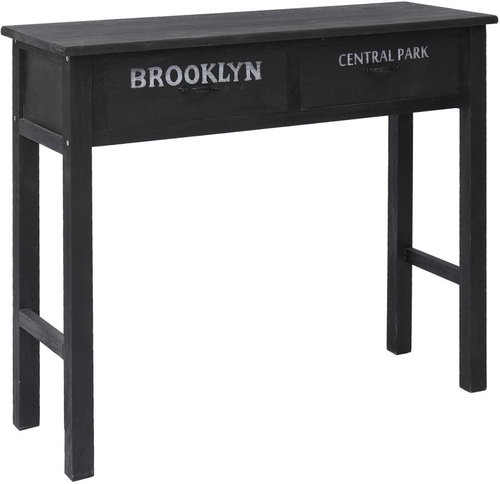 Console table black 90x30x77 cm wood - Console Table - Main image