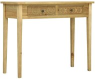 Konzolový stolek 2 zásuvky vyřezávaný hnědý 96x40x78cm dřevo - Konzolový stolek