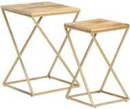 Side tables 2 pcs solid mango wood and steel - Side Table