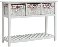 Console table with three baskets white wood - Console Table