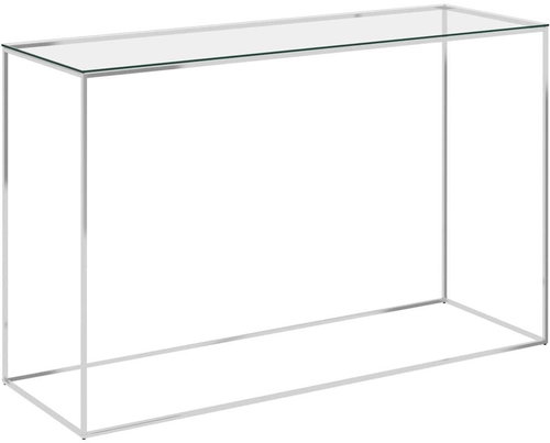 Side table silver 120x40x78 cm stainless steel and glass - Side Table - Main image
