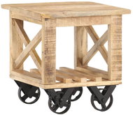 Side table with castors 40x40x42 cm thick mango tree - Side Table