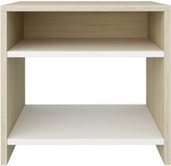 Bedside table white and sonoma oak 40x30x40 cm chipboard - Night Stand