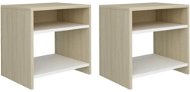 Bedside tables 2 pcs white and sonoma oak 40x30x40 cm chipboard - Night Stand