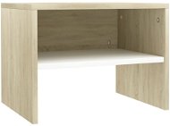 Bedside table white and sonoma oak 40x30x30 cm chipboard - Night Stand