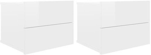  Noční stolky 2 ks bílé s vysokým leskem 40x30x30 cm dřevotříska - Noční stolek - Hlavní obrázek