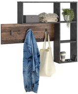 FMD Nástěnný věšák se 4 otevřenými přihrádkami antracitový a hnědý - Věšák