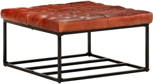 Shumee podnožkat tmavě hnědá 80×80×43 cm pravá kůže , 325134 - Taburet - Main image