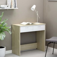 Desk white and sonoma oak 80 x 40 x 75 cm chipboard - Desk
