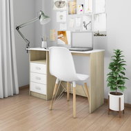 Writing desk with drawers white/sonoma oak 110x50x76cm chipboard - Writing Desk
