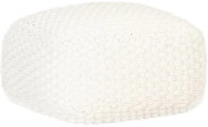 Hand knitted sitting pouf white 50 x 50 x 30 cm cotton - Pillow Seat