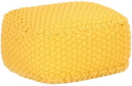 Hand knitted sofa pouf mustard yellow 50 x 50 x 30 cm cotton - Pillow Seat