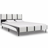 Bed frame black and white faux leather 160 x 200 cm - Bed Frame