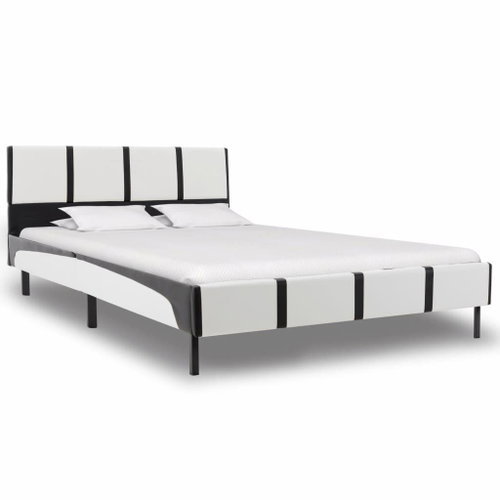 Bed frame black and white faux leather 160 x 200 cm - Bed Frame - Main image