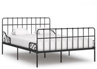 Bed frame with slatted slatted grate black metal 140 x 200 cm - Bed Frame