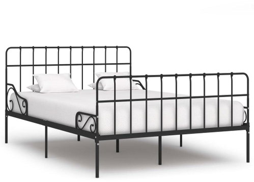 Bed frame with slatted slatted grate black metal 140 x 200 cm - Bed Frame - Main image