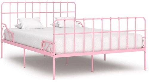 Bed frame with slatted grid pink metal 120 x 200 cm - Bed Frame - Main image