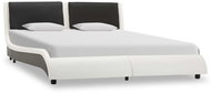 Bed frame with LED light white and black faux leather 140 x 200 cm - Bed Frame