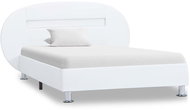 Bed frame with LED light white faux leather 100 x 200 cm - Bed Frame