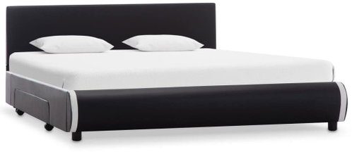 Bed frame with drawers black faux leather 120 x 200 cm - Bed Frame - Main image