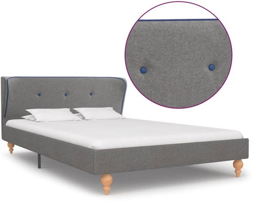Bed frame light grey textile 120 x 200 cm - Bed Frame - Main image