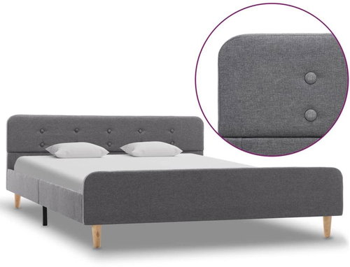 Bed frame light grey textile 160 x 200 cm - Bed Frame - Main image