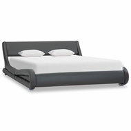 Bed Frame Grey Faux Leather 160 x 200cm - Bed Frame