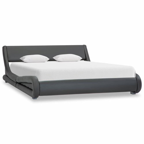 Bed Frame Grey Faux Leather 160 x 200cm - Bed Frame - Main image