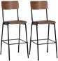 Barové stoličky, 2 ks, hnedé, masívna preglejka a oceľ - Barová stolička