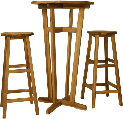 3-piece bar set solid acacia wood - Bar Set - Main image