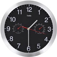 Nástenné hodiny strojček Quartz vlhkomer a teplomer 30 cm čierne - Nástenné hodiny