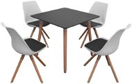 Pětidílný jídelní set stolu a židlí černobílý - Jídelní set
