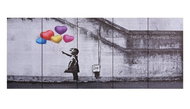 Wall paintings on canvas Girl with balloons colourful 150 x 60 cm - Painting
