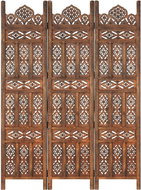 Hand carved 3-piece screen brown 120x165 solid mango tree - Room Divider