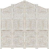 Hand-carved 4-piece screen white 160x165 solid mango tree - Room Divider