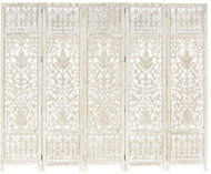 Hand carved 5-piece screen white 200x165 solid mango tree - Room Divider