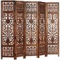 Hand-carved 5-piece screen brown 200 x 165 cm mango tree - Room Divider