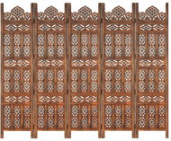 Hand-carved 5-piece screen brown 200x165 massive mango tree - Room Divider