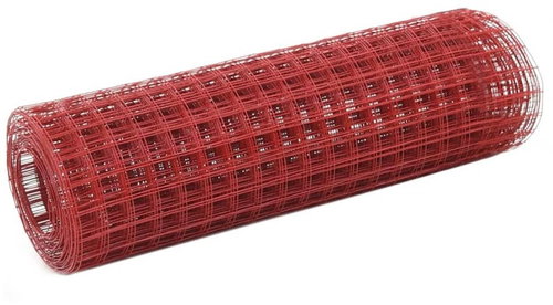 Fencing for chicken coop PVC steel layer 25 x 0,5 m red - Breeding Wire Mesh - Main image