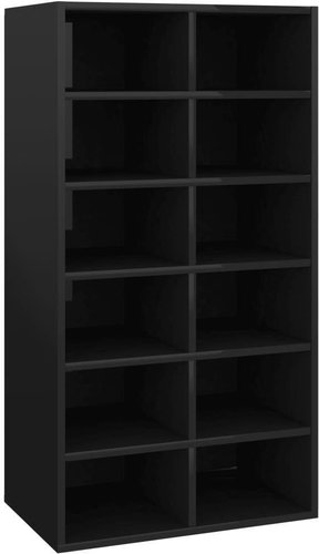 Botník černý s vysokým leskem 54 x 34 x 100 cm dřevotříska - Botník - Main image